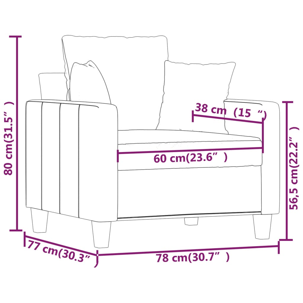 Fåtölj ljusgul 60 cm tyg