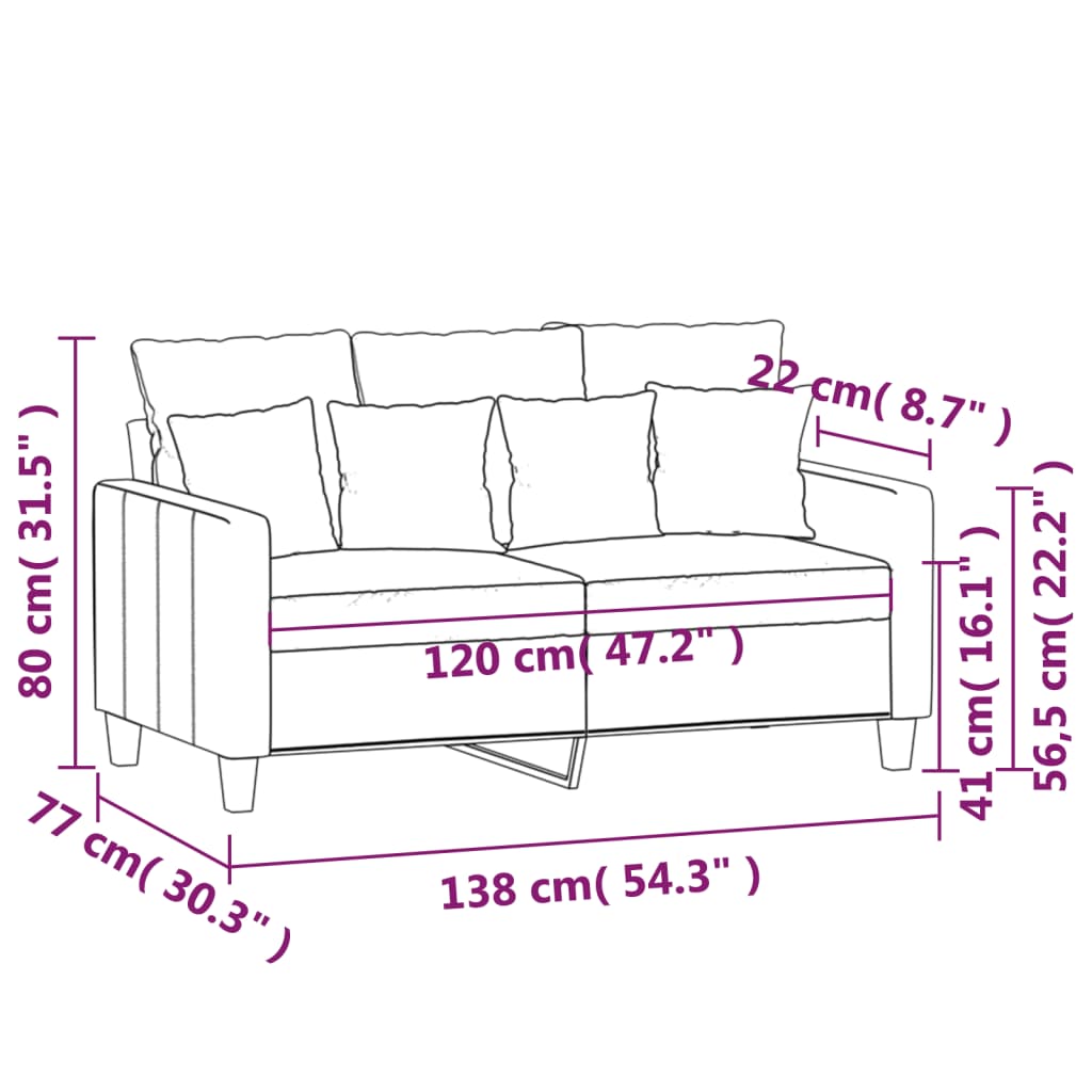 2-sitssoffa ljusgrå Svart 120 cm tyg