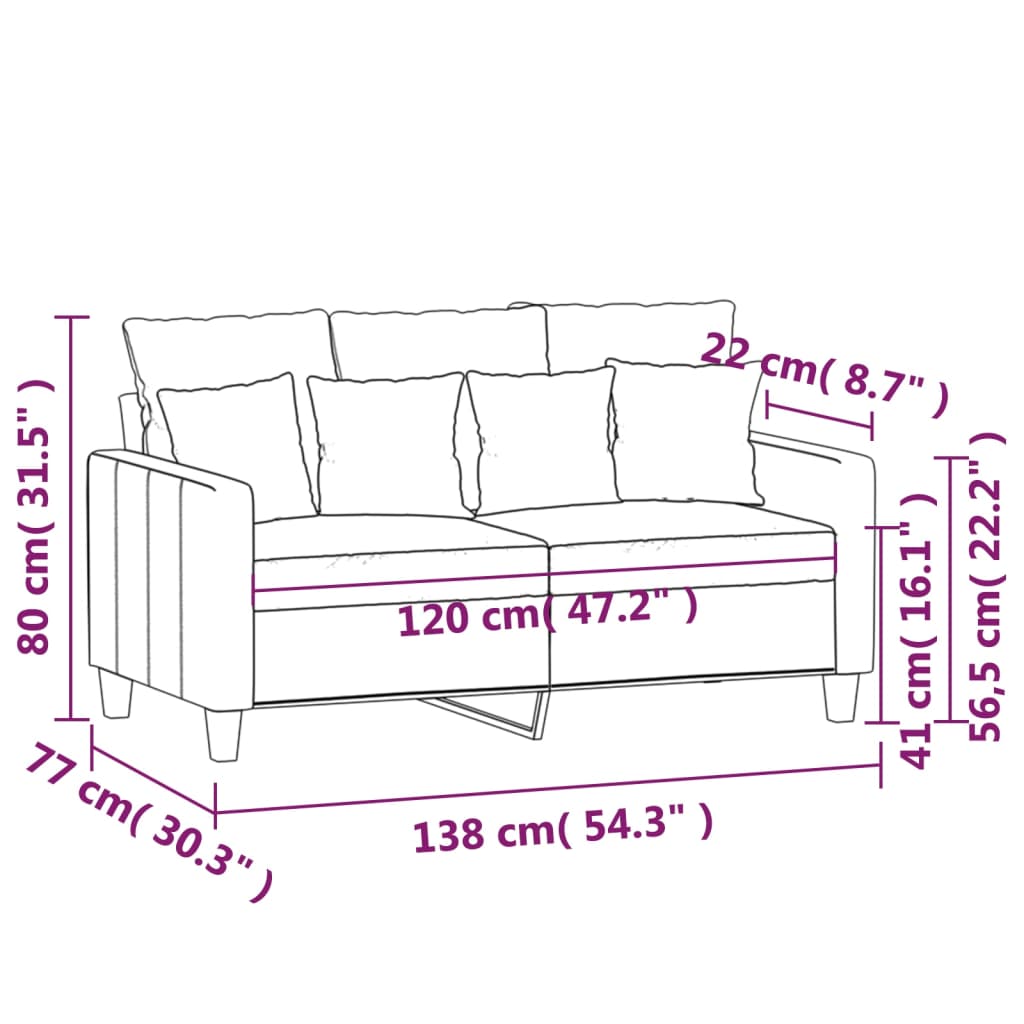 2-sitssoffa vinröd 120 cm tyg