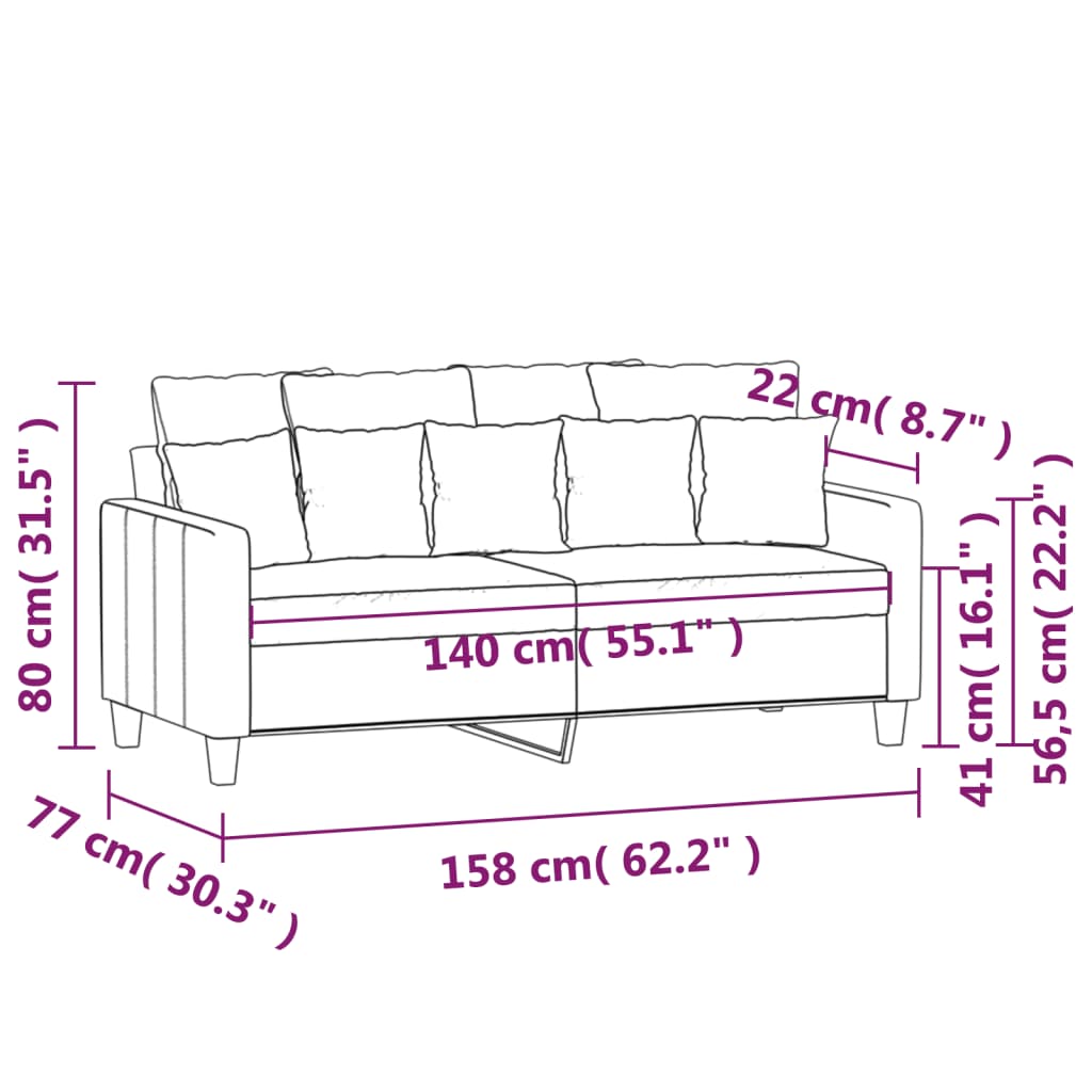 2-sitssoffa ljusggul 140 cm tyg