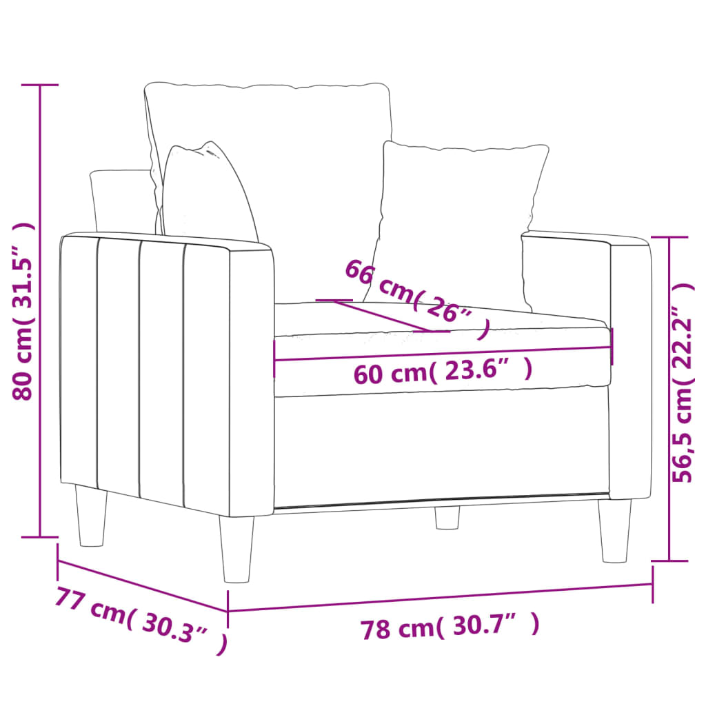 Fåtölj Rosa 60 cm sammet