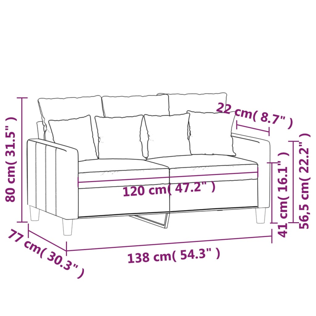 2-sitssoffa gul 120 cm sammet