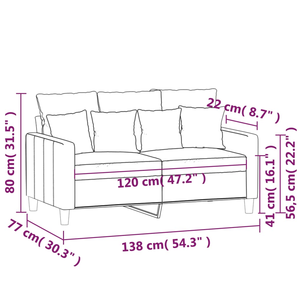 2-sitssoffa brun 120 cm sammet