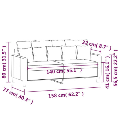 Soffa 2-sits mörkgrå 140 cm sammet