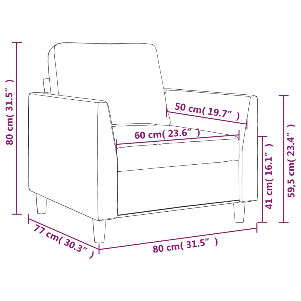 Fåtölj Grå 60 cm konstläder