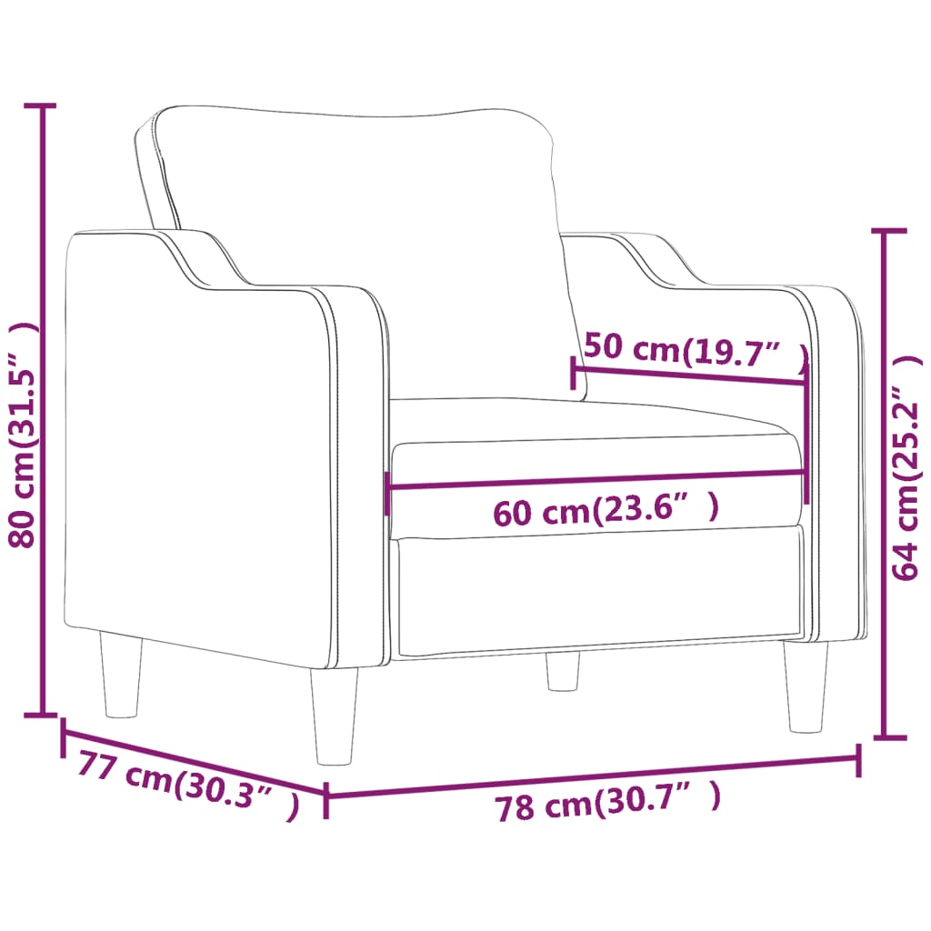 Fåtölj gräddvit 60 cm tyg