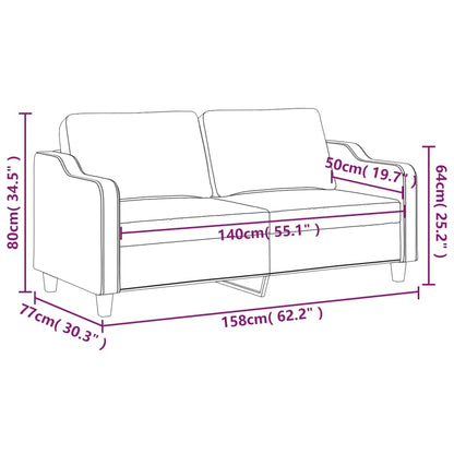 Soffa 2-sits mörkgrå 140 cm tyg