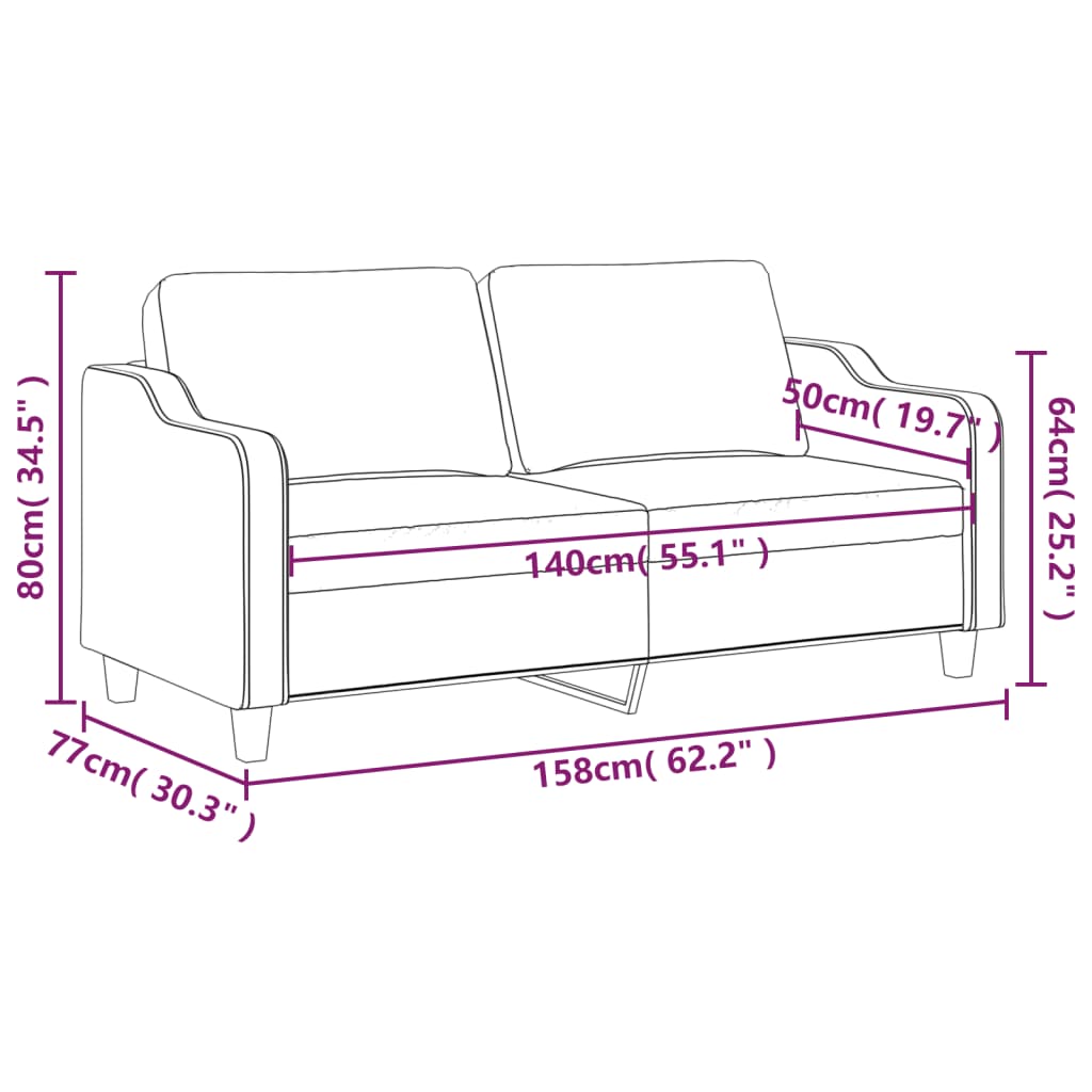 2-sitssoffa brun 140 cm tyg