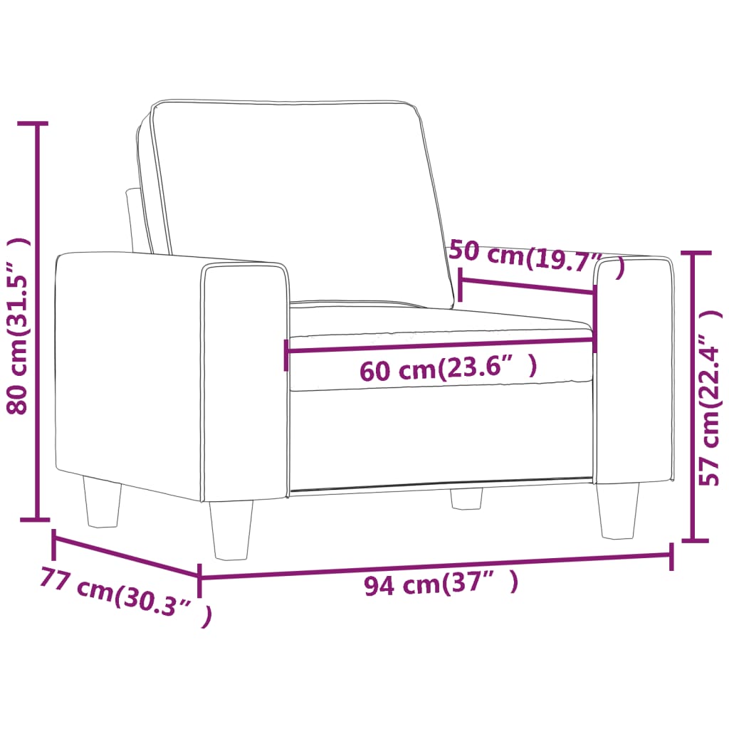 Fåtölj gräddvit 60 cm tyg