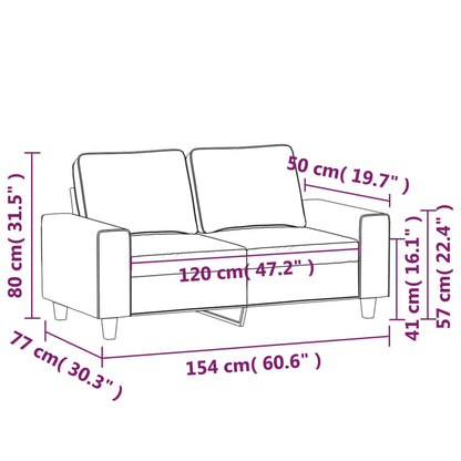 2-sitssoffa ljusgrå Svart 120 cm tyg