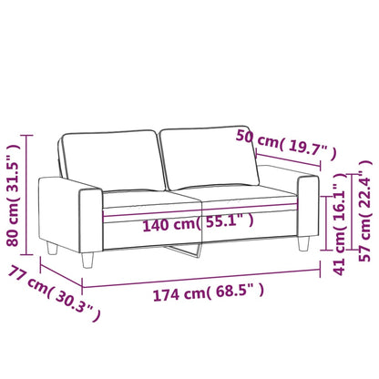 2-sitssoffa vinröd 140 cm tyg