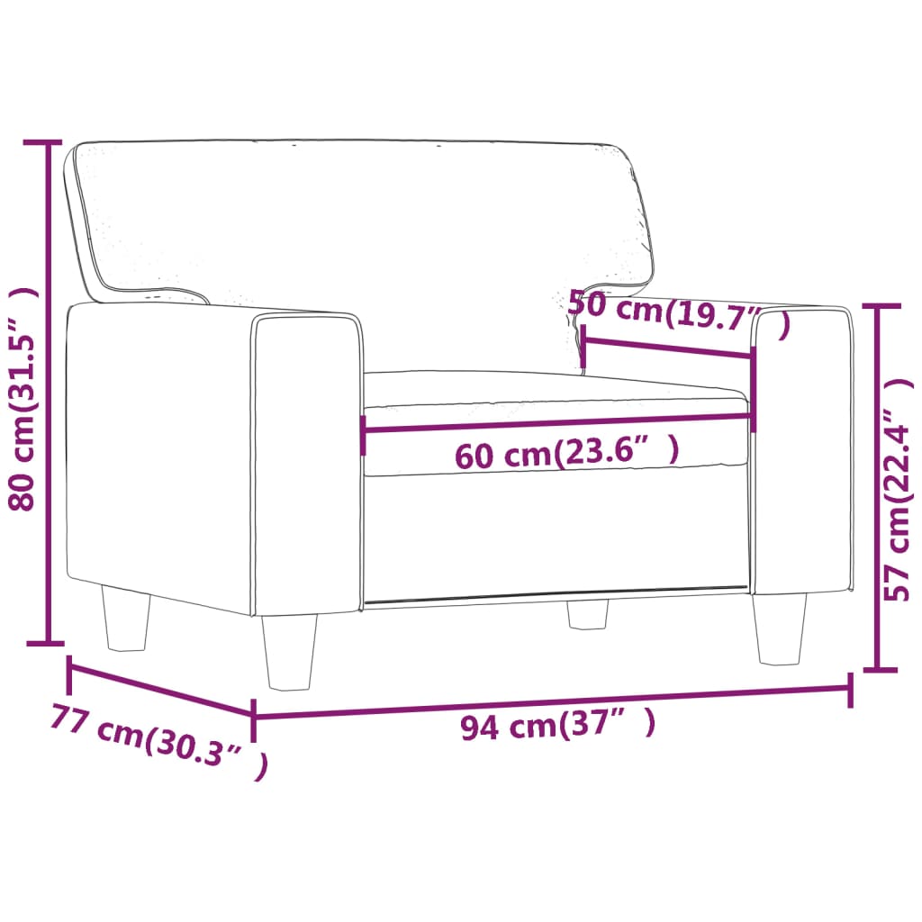 Fåtölj svart 60 cm konstläder