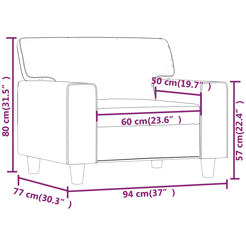 Fåtölj Grå 60 cm konstläder