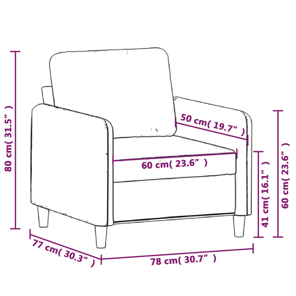 Fåtölj Svart 60 cm sammet