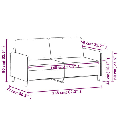 Soffa 2-sits mörkgrå 140 cm sammet