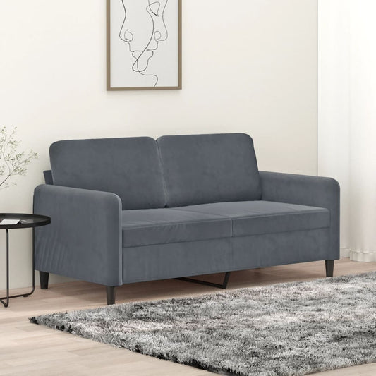 Soffa 2-sits mörkgrå 140 cm sammet