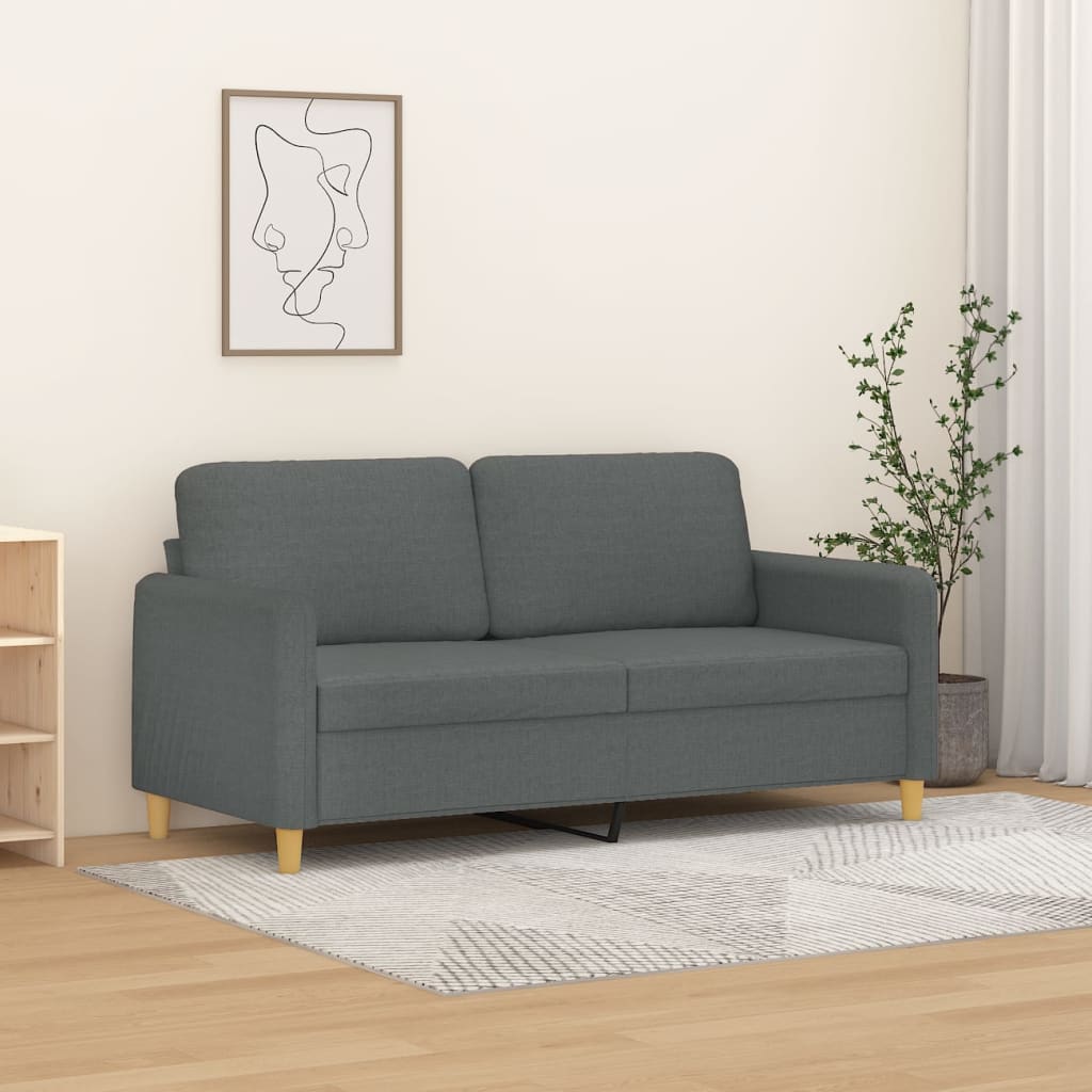 Soffa 2-sits mörkgrå 140 cm tyg