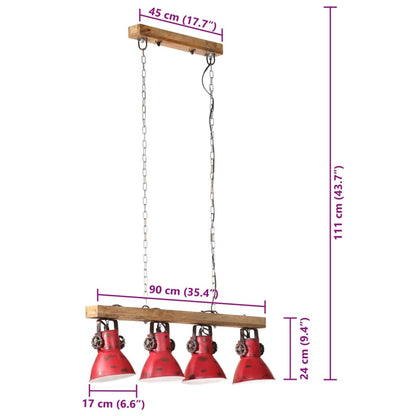 Taklampa 25 W nött röd 90x24x111 cm E27