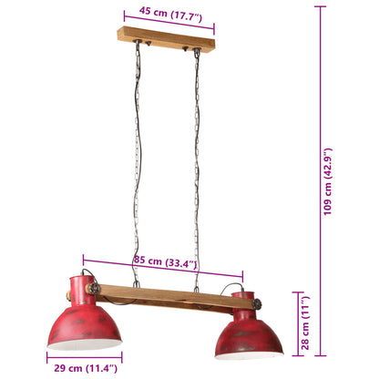 Hänglampa 25 W nött röd 85x28x109 cm E27