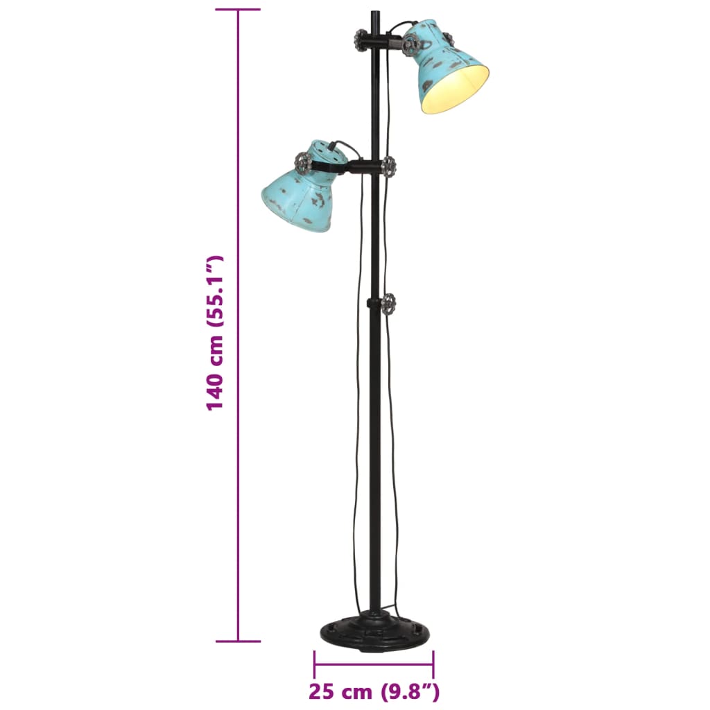 Golvlampa 25 W nött blå 25x25x90/140 cm E27