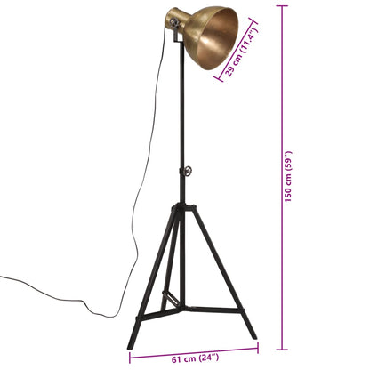 Golvlampa 25 W antik mässing 61x61x90/150 cm E27