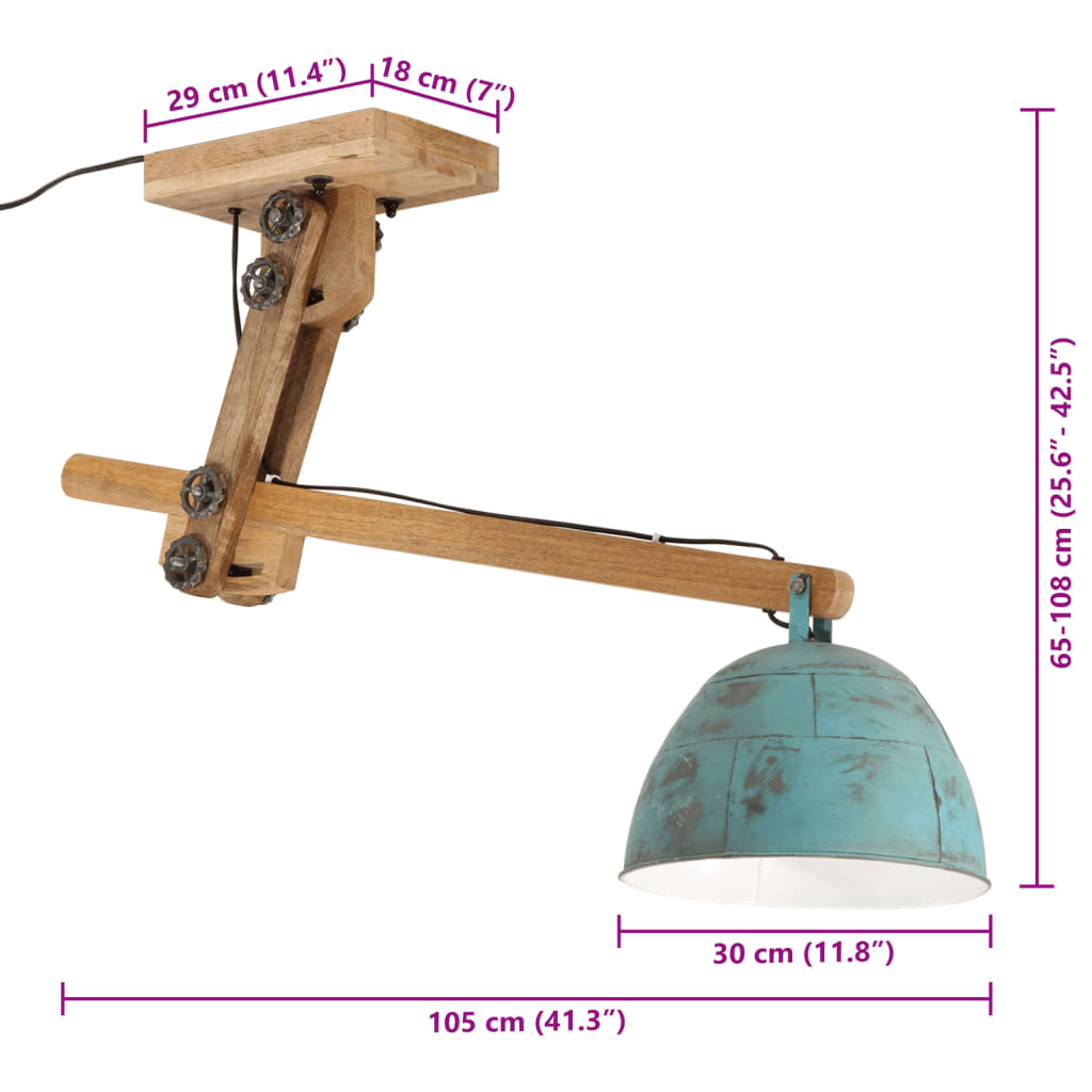 Taklampa 25 W nött blå 105x30x65-108 cm E27