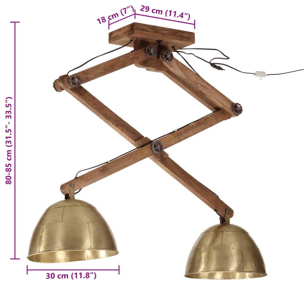 Taklampa 25 W antik mässing 29x18x85 cm E27