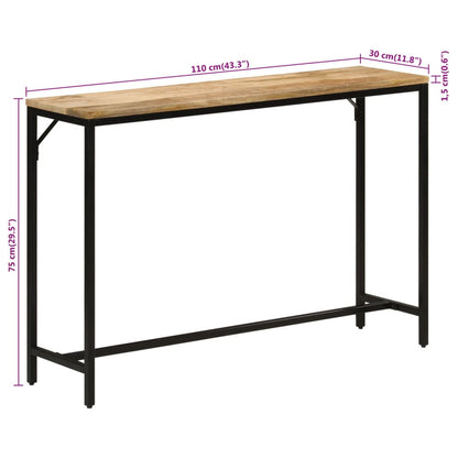 Avlastningsbord 110x30x75 cm massivt grovt mangoträ och järn