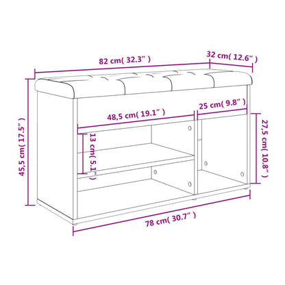 Skobänk svart 82x32x45,5 cm konstruerat trä