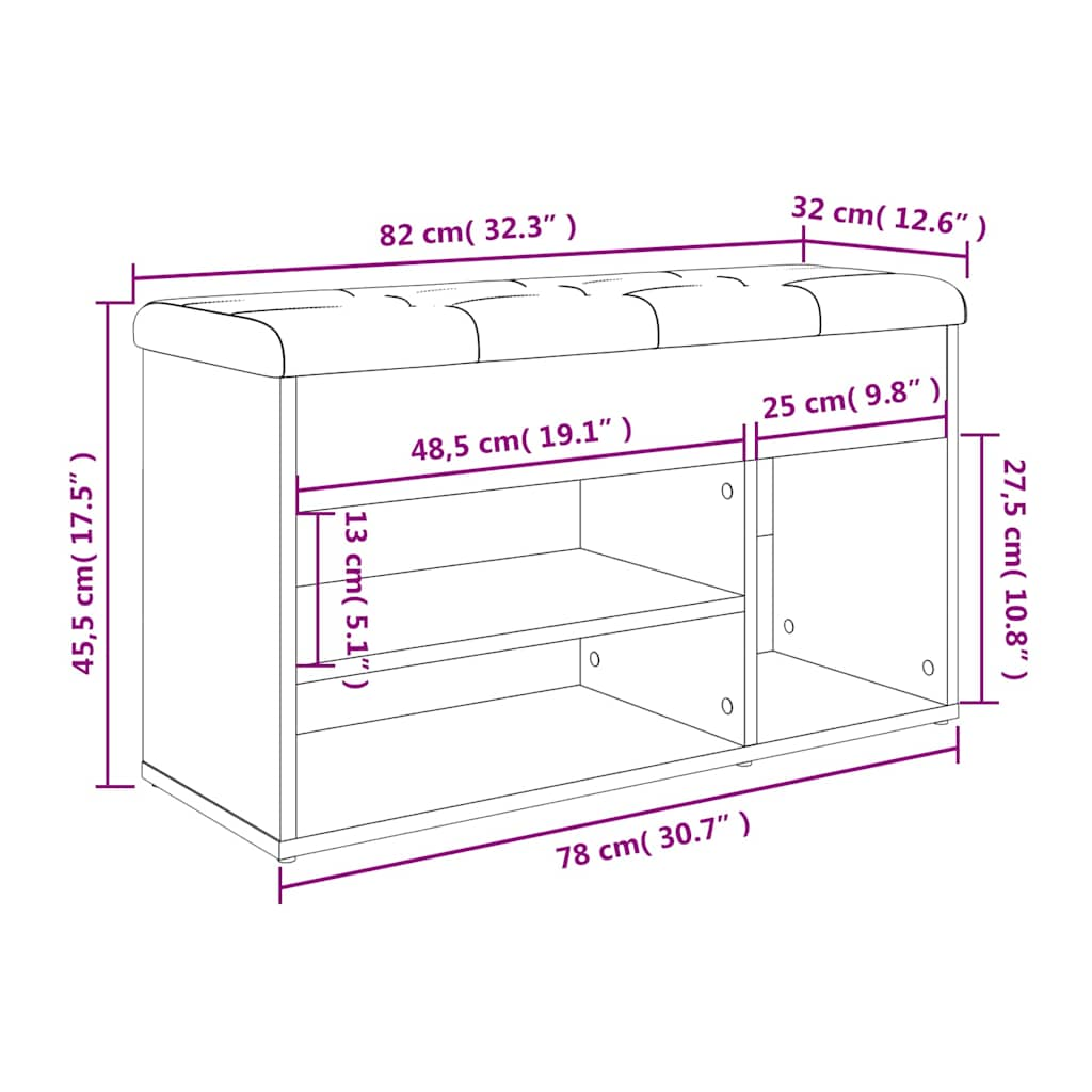 Skobänk betonggrå 82x32x45,5 cm konstruerat trä