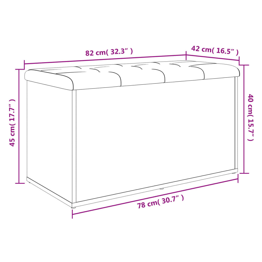 Förvaringsbänk vit 82x42x45 cm konstruerat trä