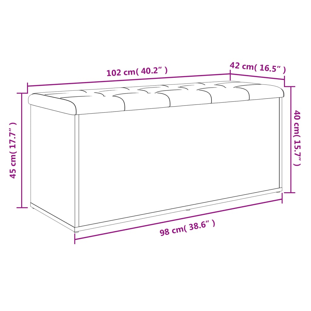 Förvaringsbänk vit 102x42x45 cm konstruerat trä