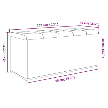 Förvaringsbänk brun ek 102x42x45 cm konstruerat trä