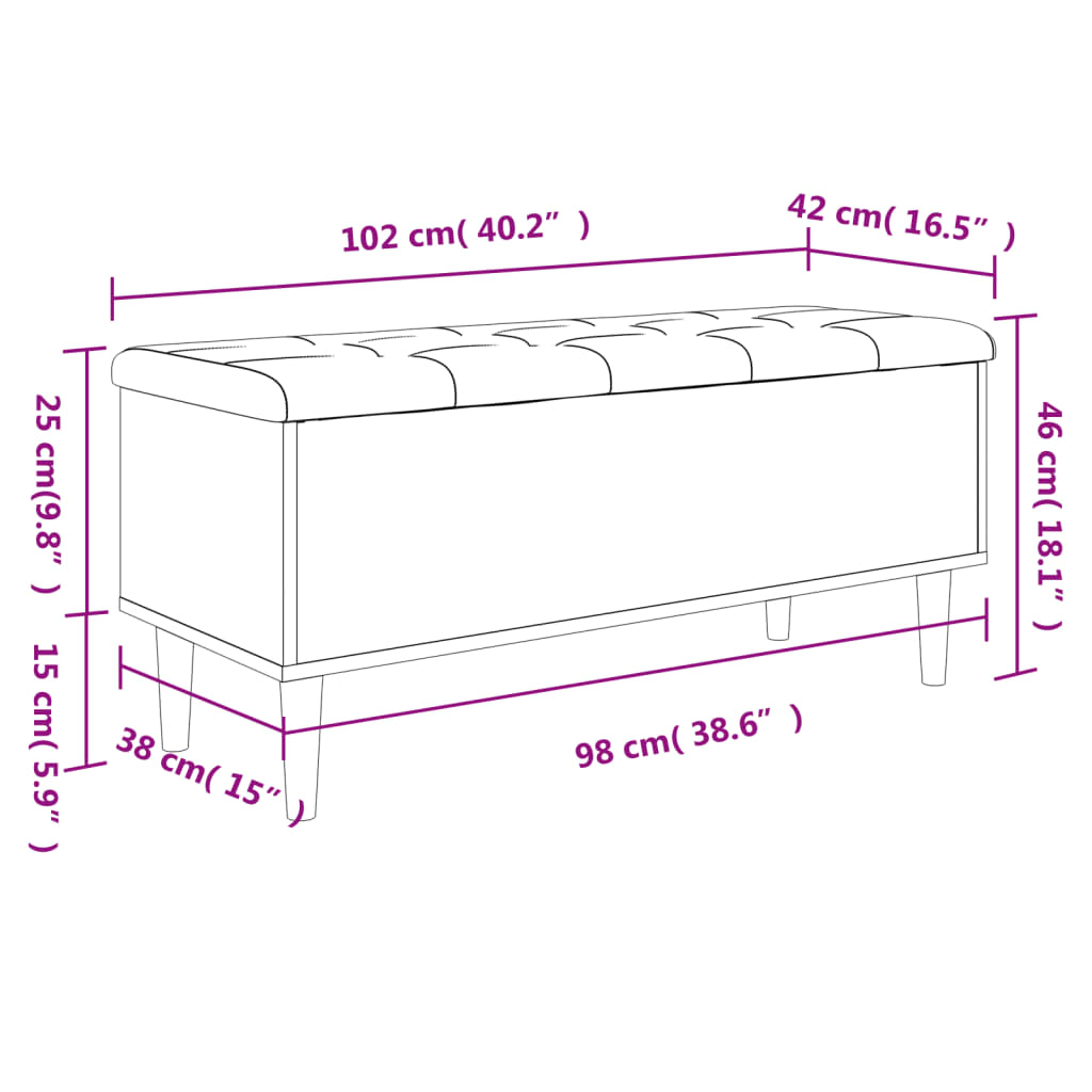 Förvaringsbänk vit 102x42x46 cm konstruerat trä