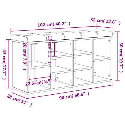 Skobänk sonoma-ek 102x32x50 cm konstruerat trä