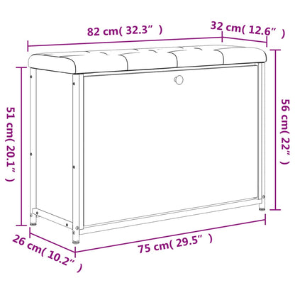 Skobänk med flip-låda svart 82x32x56 cm