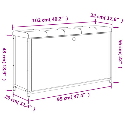 Skobänk med flip-låda rökfärgad ek 102x32x56 cm