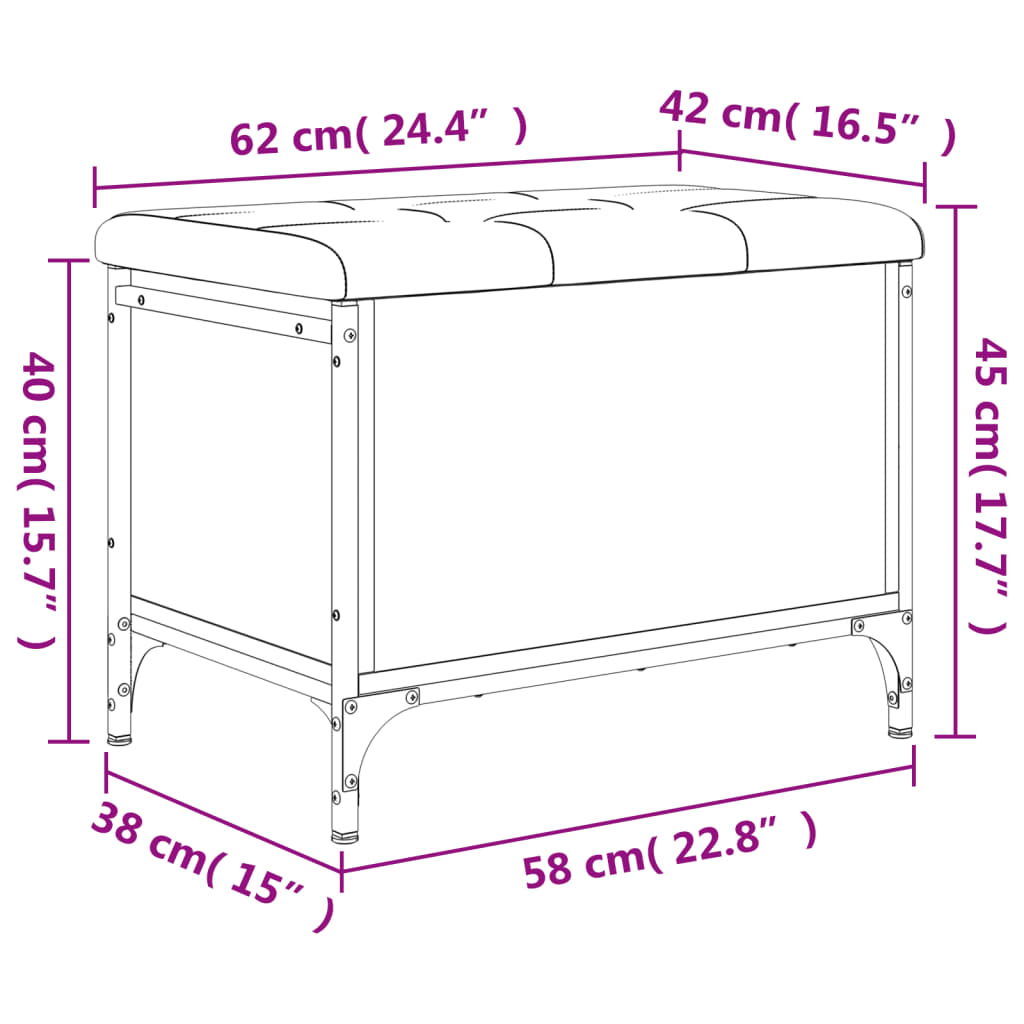 Förvaringsbänk svart 62x42x45 cm konstruerat trä