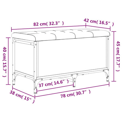 Förvaringsbänk rökfärgad ek 82x42x45 cm konstruerat trä