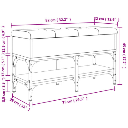 Skobänk rökfärgad ek 82x32x45 cm konstruerat trä