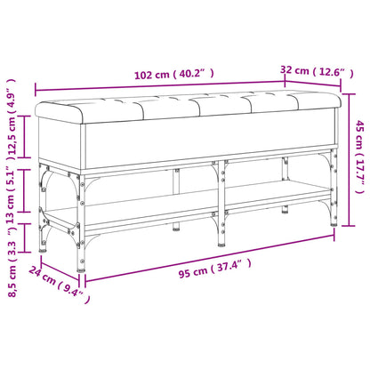 Skobänk svart 102x32x45 cm konstruerat trä