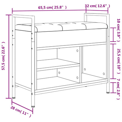 Skobänk sonoma-ek 65,5x32x57,5 cm konstruerat trä