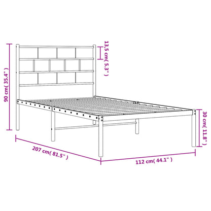 Sängram med huvudgavel metall svart 107x203 cm