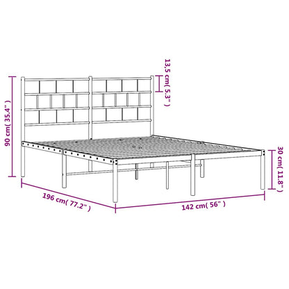 Sängram med huvudgavel metall vit 135x190 cm