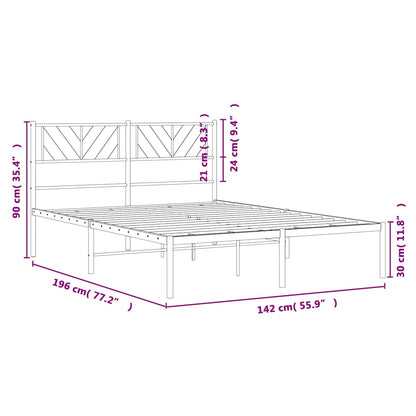 Sängram med huvudgavel metall svart 135x190 cm