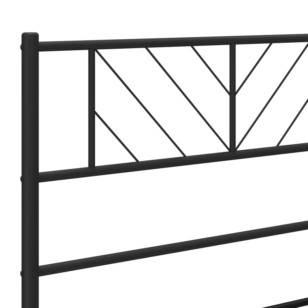 Sängram med huvudgavel och fotgavel svart metall 90x200 cm