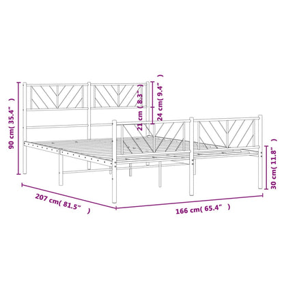 Sängram utan madrass med fotgavel metall svart 160x200 cm