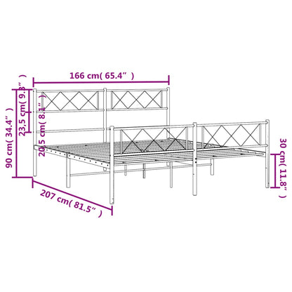 Sängram utan madrass med fotgavel metall svart 160x200 cm