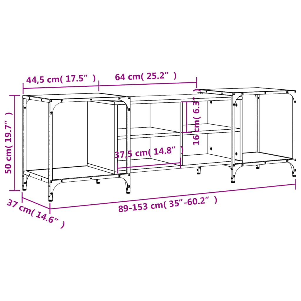 Tv-bänk sonoma ek 153x37x50 cm konstruerat trä