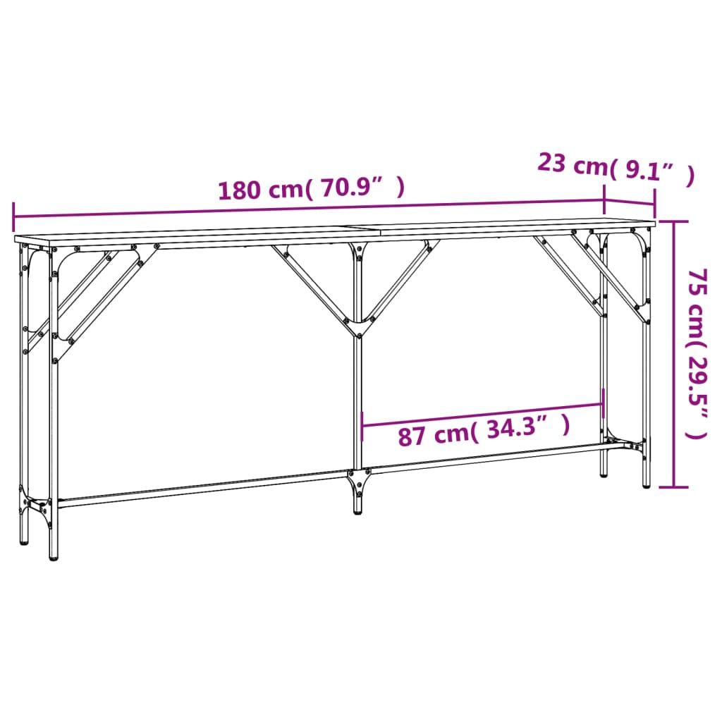 Avlastningsbord sonoma ek 180x23x75 cm konstruerat trä